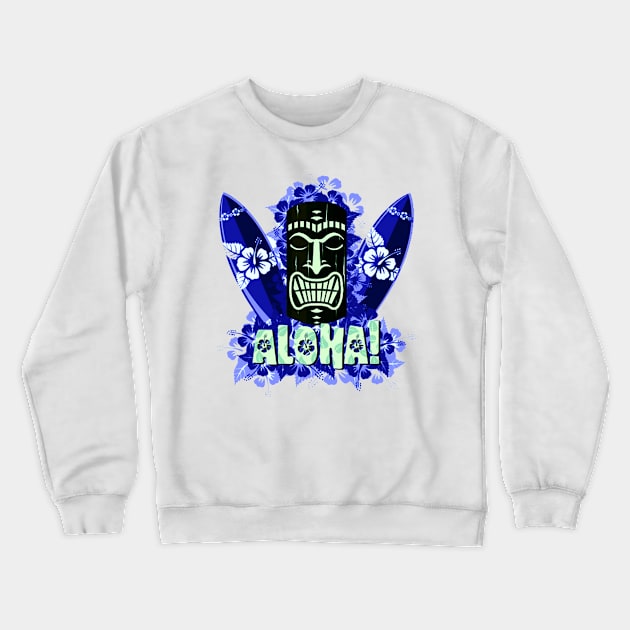 Aloha Tiki Crewneck Sweatshirt by tropicalteesshop